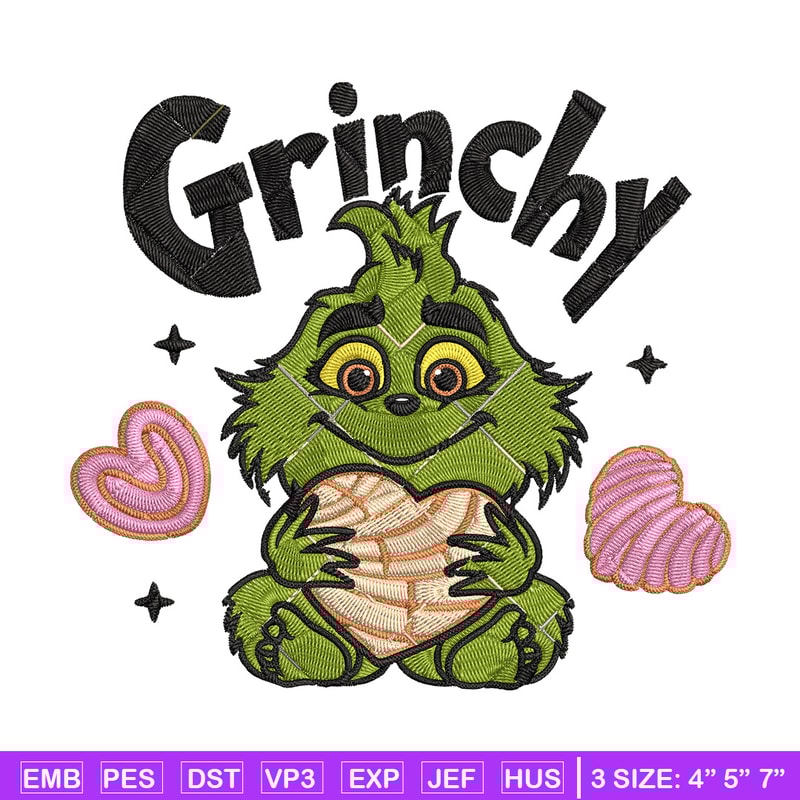 Grinchy cute Embroidery Design, Grinch Embroidery, Embroidery File, Chrismas Embroidery, Anime shirt,Digital download.jpg