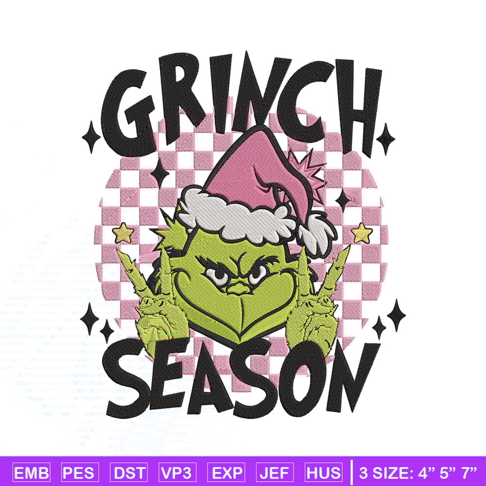 Grinchy season Embroidery Design, Grinch Embroidery, Embroidery File,Chrismas Embroidery, Anime shirt, Digital download.jpg