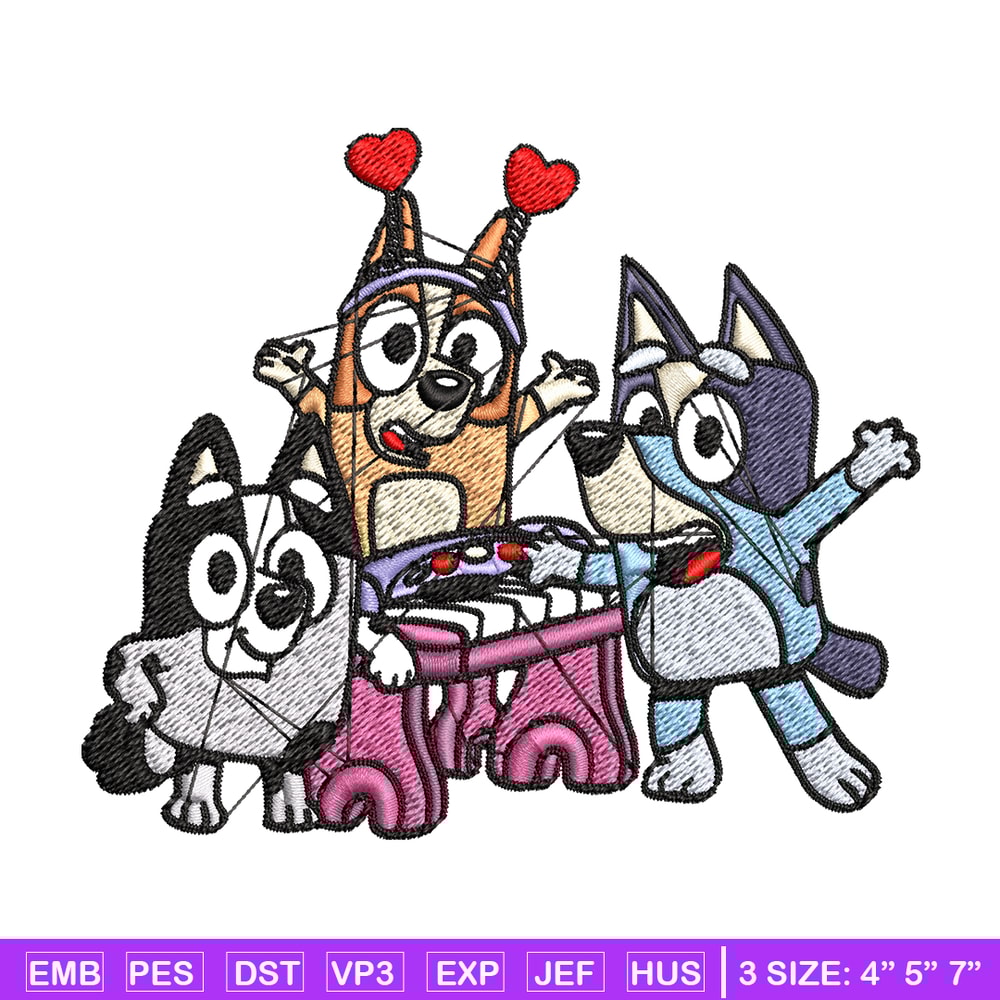 Happy birthday bluey Embroidery, Bluey Embroidery, Embroidery File, cartoon shirt, cartoon design, Digital download..jpg