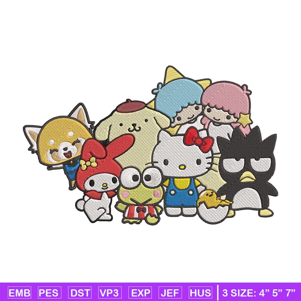 Hello Kitty friends Embroidery Design, Hello kitty Embroidery, Embroidery File, Anime Embroidery, Digital download.jpg