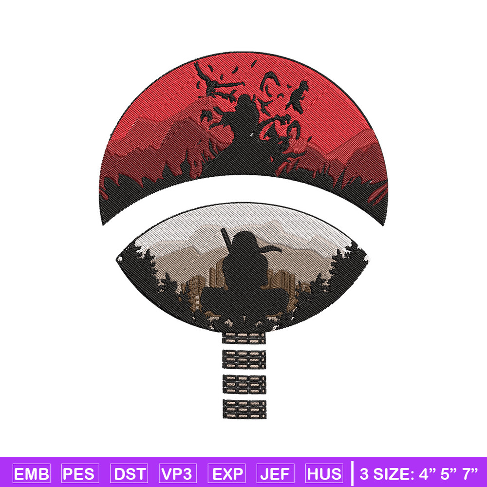 Itachi red moon Embroidery Design, Naruto Embroidery, Embroidery File, Anime Embroidery, Anime shirt, Digital download..jpg
