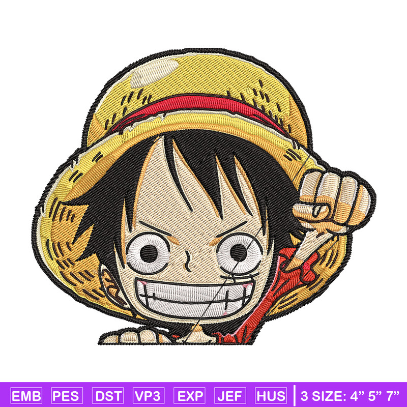 Luffy Chibi Embroidery Design, One piece Embroidery, Embroidery File, Anime Embroidery, Anime shirt, Digital download.jpg