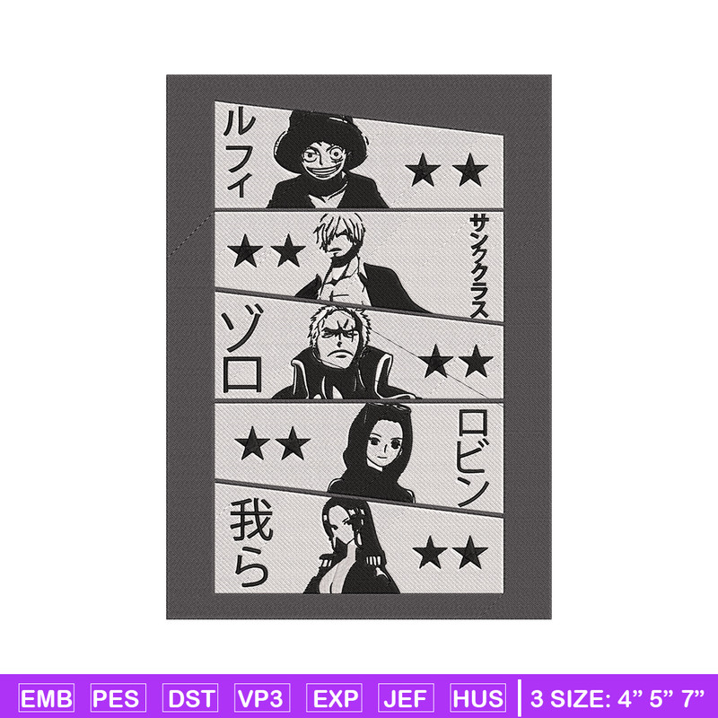 Luffy friends Embroidery Design, One piece Embroidery, Embroidery File, Anime Embroidery, Anime shirt, Digital download.jpg