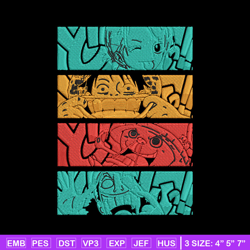 Luffy friends Embroidery Design,One piece Embroidery, Embroidery File, Anime Embroidery, Anime shirt, Digital download.jpg