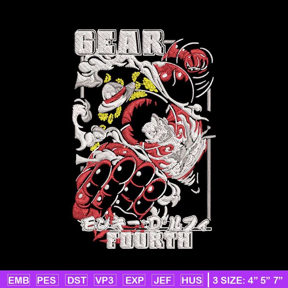 Luffy gear 4 Embroidery Design,One piece Embroidery, Embroidery File, Anime Embroidery, Anime shirt, Digital download..jpg