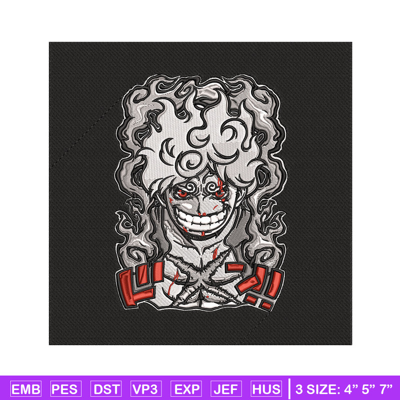 Luffy gear 5 Embroidery Design, One piece Embroidery, Embroidery File, Anime Embroidery, Anime shirt, Digital download.jpg