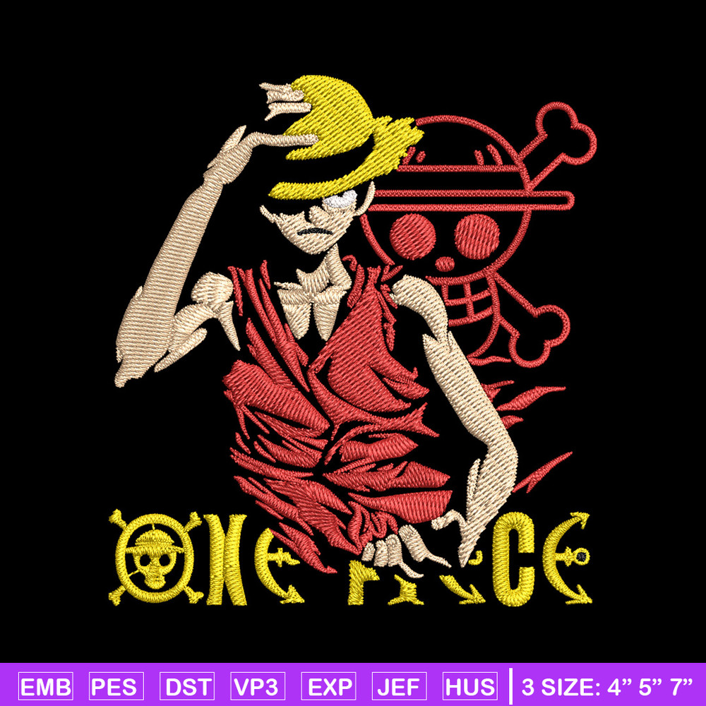 Luffy poster Embroidery Design, One piece Embroidery, Embroidery File, Anime Embroidery, Anime shirt,Digital download..jpg