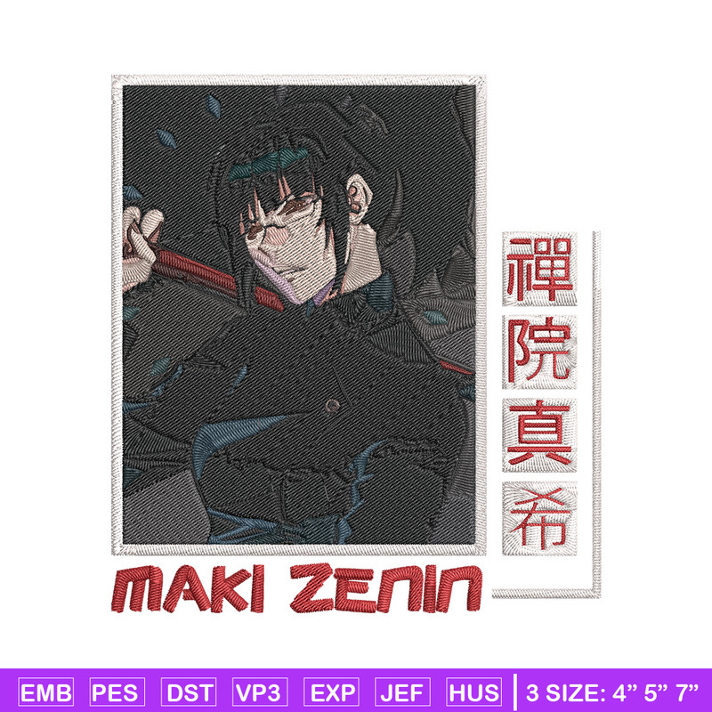 Maki poster Embroidery Design, Jujutsu Embroidery, Embroidery File, Anime Embroidery, Anime shirt,Digital download.jpg
