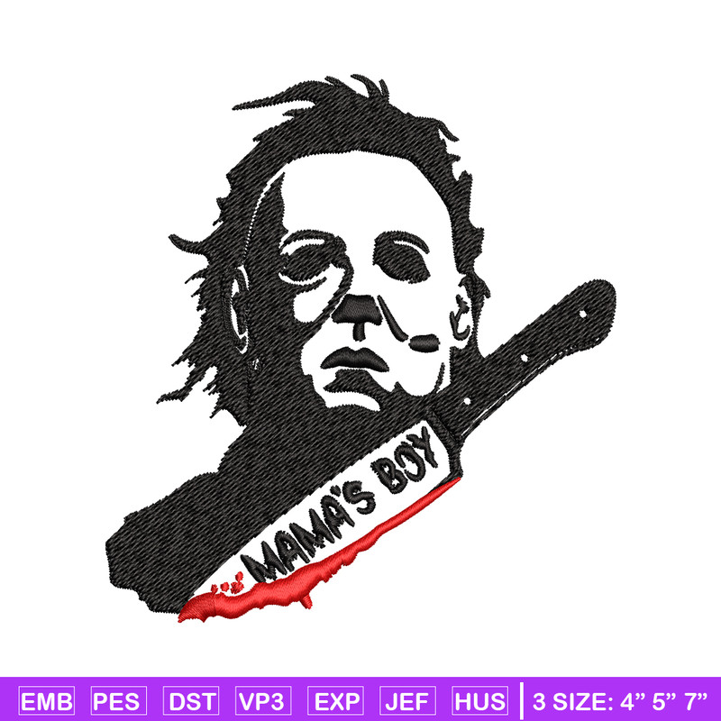 Mama's Boy Embroidery design, Michael Myers Embroidery, Embroidery File, Halloween design, Digital download..jpg