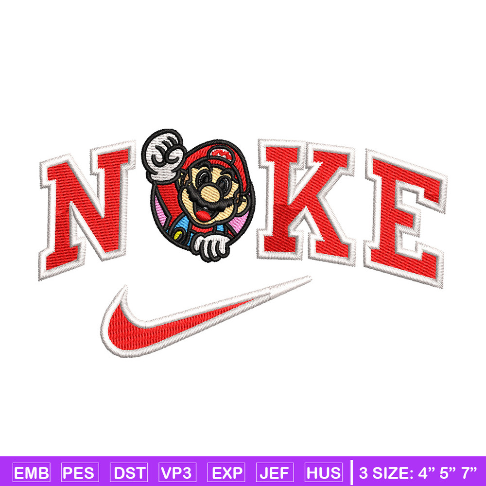 Mario swoosh embroidery design, Mario embroidery, Embroidery file, Embroidery shirt, Nike design,Digital download.jpg