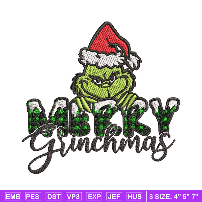 Merry Grinch Embroidery design, Grinch Merry Christmas Embroidery, Grinch design, Embroidery File, Digital download..jpg