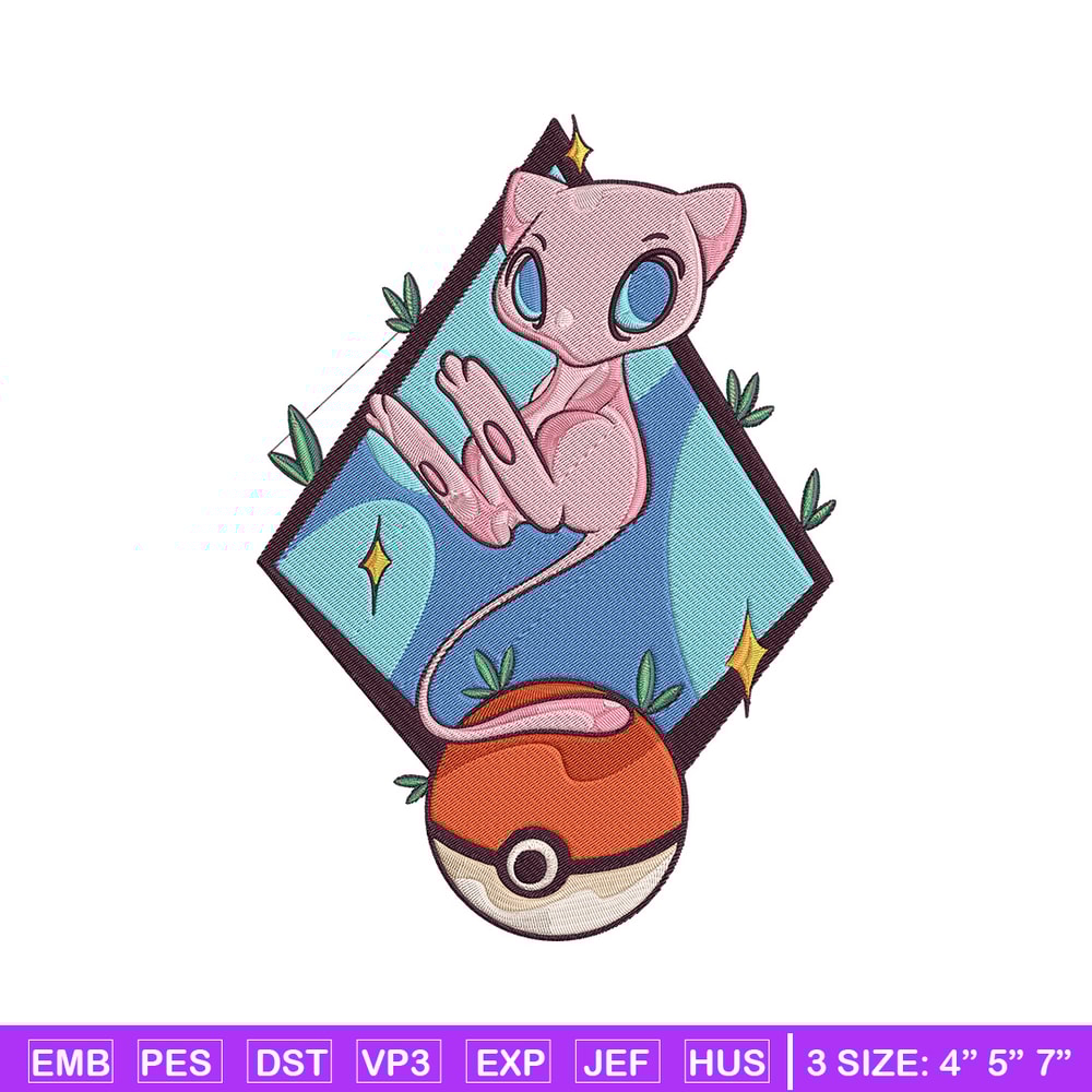 Mew poster Embroidery Design, Pokemon Embroidery, Embroidery File, Anime Embroidery, Anime shirt, Digital download.jpg
