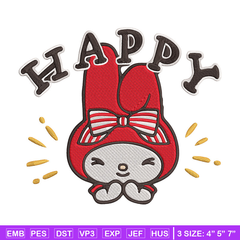 My Melody happy Embroidery Design, Hello kitty Embroidery, Embroidery File, Anime Embroidery, Digital download.jpg
