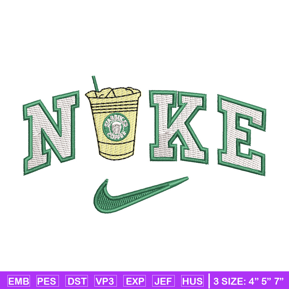Nike coffee embroidery design, Starbuck embroidery, Nike design, Embroidery shirt, Embroidery file,Digital download.jpg