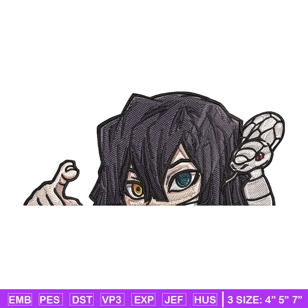 Obanai Peeker Embroidery Design, Demon slayer Embroidery, Embroidery File, Anime Embroidery, Digital download.jpg