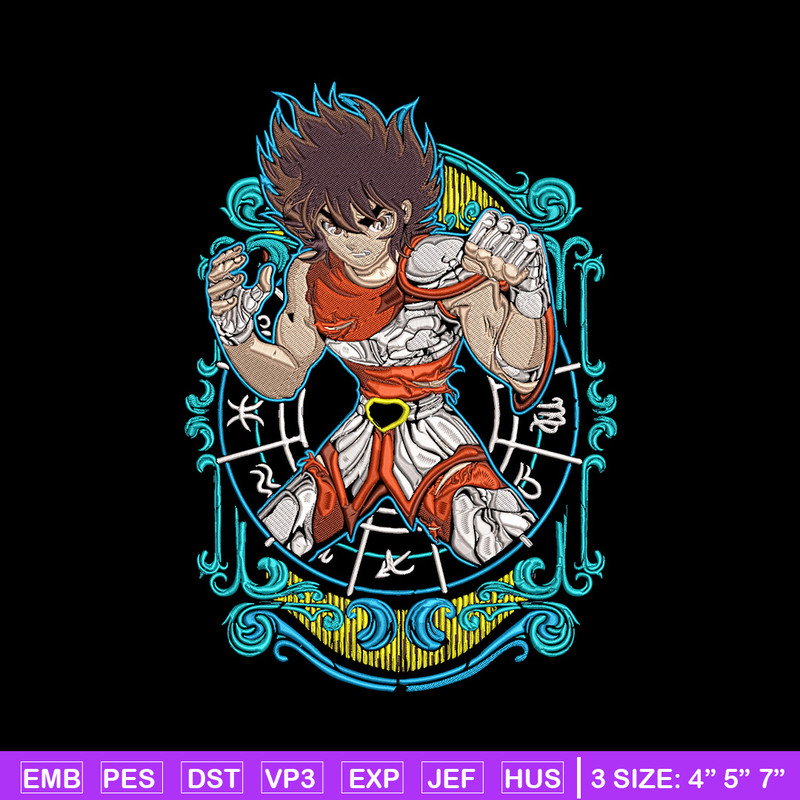 Pegasus Seiya Embroidery Design, Saint Seiya Embroidery, Embroidery File, Anime Embroidery, Anime shirt,Digital download.jpg