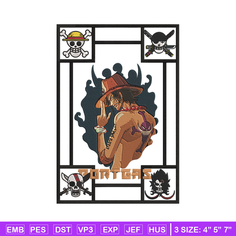 Portgas D Ace Embroidery Design, One piece Embroidery, Embroidery File, Anime Embroidery, Anime shirt, Digital download.jpg