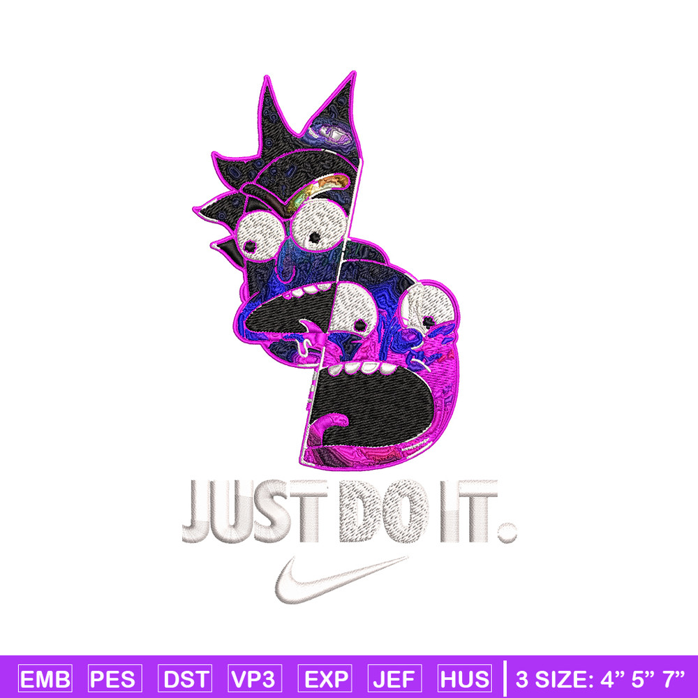 Rick and Morty x Just Rick It Embroidery design, Cartoon Embroidery, Logo Nike design, Embroidery file, Instant download.jpg