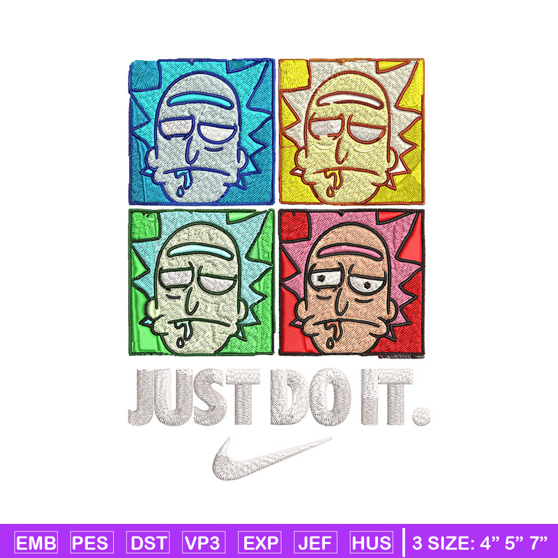 Rick and Morty x Just Rick It Embroidery design, Cartoon Embroidery, Nike design, Embroidery file, Instant download.jpg