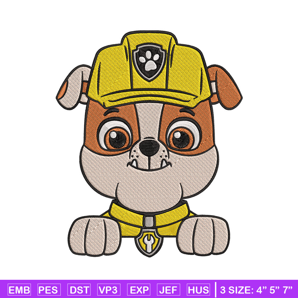 Rubble dog Embroidery Design, Paw patrol Embroidery, Embroidery File, Anime Embroidery, Anime shirt, Digital download..jpg