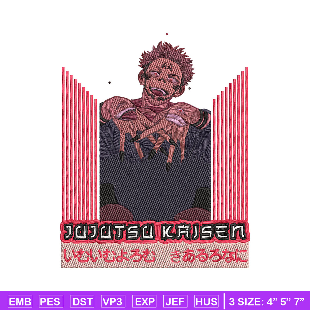 Ryomen Sukuna Embroidery Design, Jujutsu Embroidery, Embroidery File, Anime Embroidery, Anime shirt,Digital download.jpg