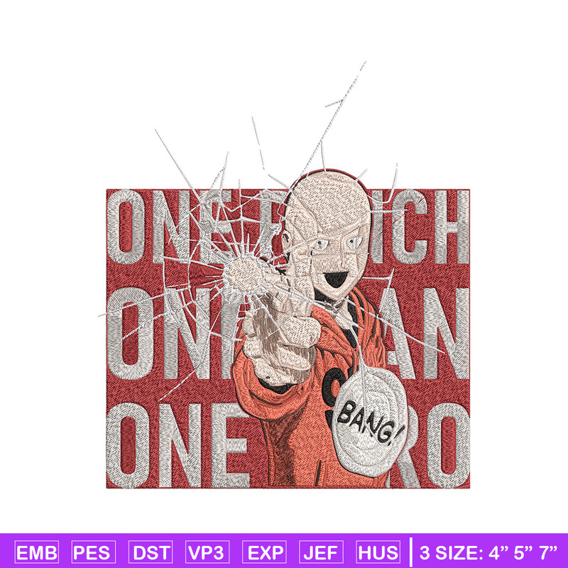 Saitama design Embroidery Design, One punch man Embroidery, Embroidery File, Anime Embroidery, Anime shirt.jpg
