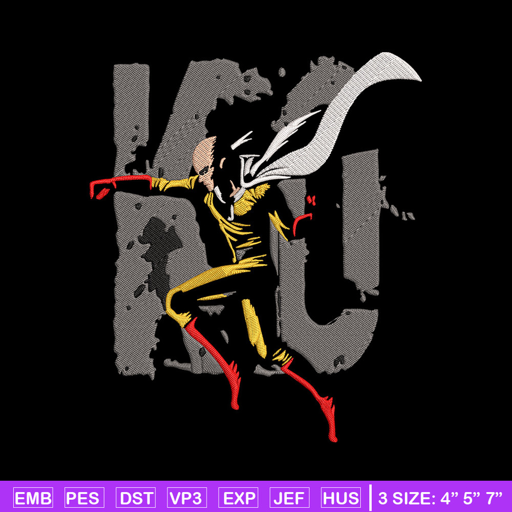 Saitama KO Embroidery Design, One punch man Embroidery,Embroidery File, Anime Embroidery, Anime shirt, Digital download.jpg
