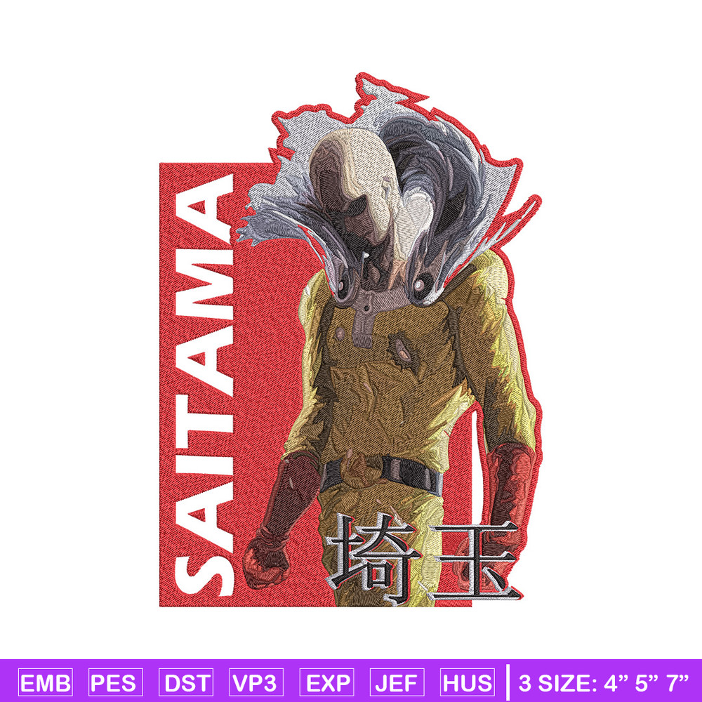 Saitama poster Embroidery Design, One punch man Embroidery, Embroidery File, Anime Embroidery, Anime shirt..jpg