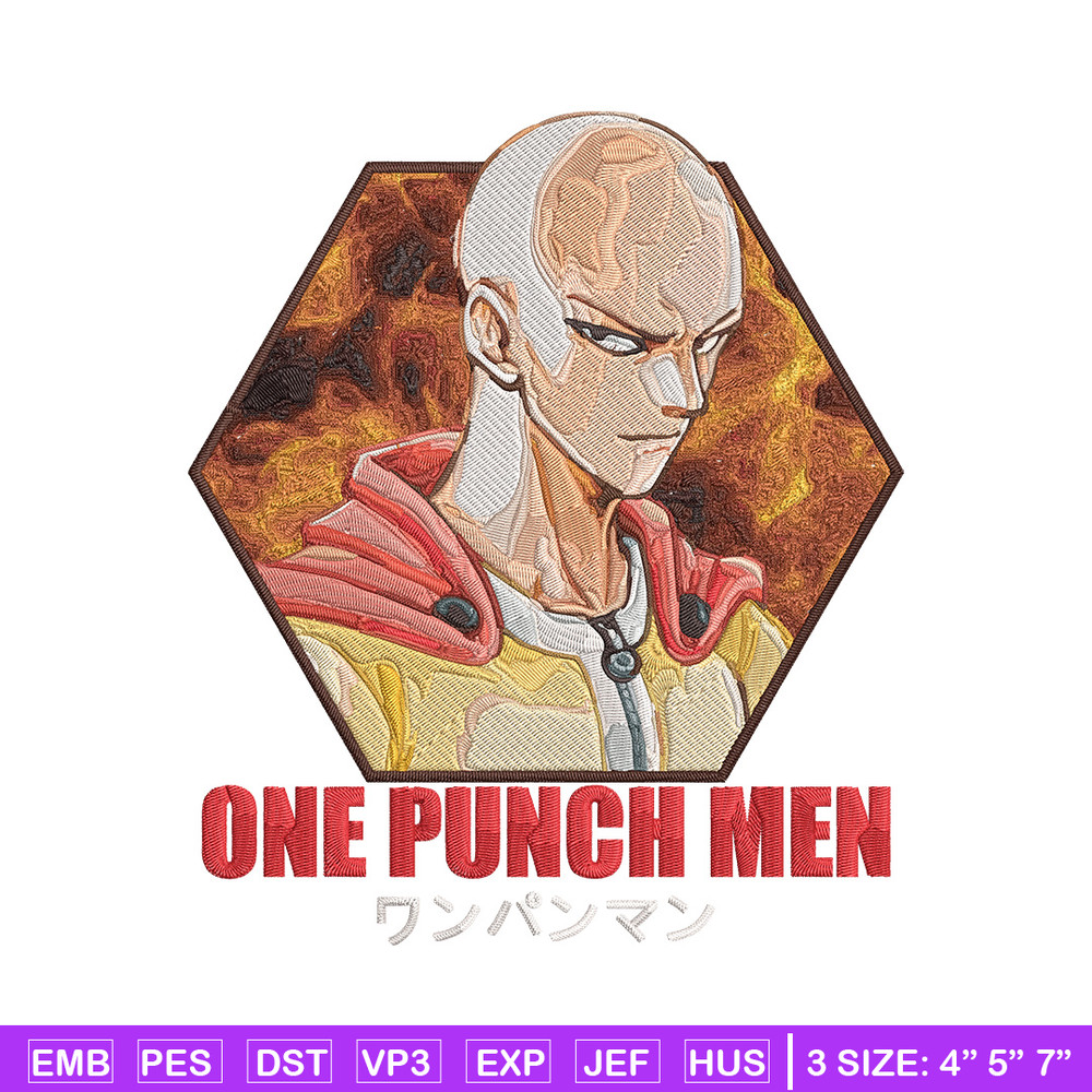 Saitama poster Embroidery Design, One punch man Embroidery, Embroidery File, Anime Embroidery, Anime shirt.jpg