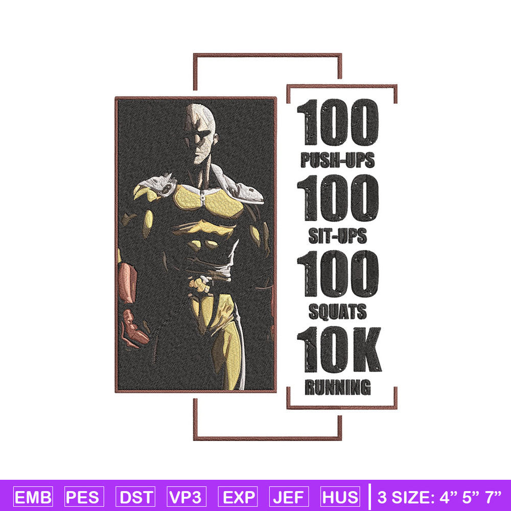 Saitama poster Embroidery Design, One punch man Embroidery,Embroidery File,Anime Embroidery,Anime shirt,Digital download.jpg
