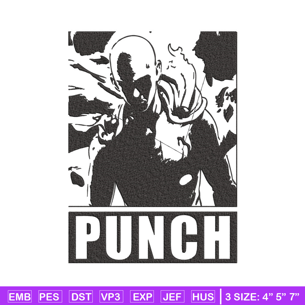 Saitama punch Embroidery Design, One punch man Embroidery, Embroidery File,Anime Embroidery,Anime shirt,Digital download.jpg