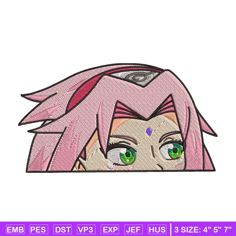 Sakura Peeker Embroidery Design, Naruto Embroidery, Embroidery File, Anime Embroidery, Anime shirt, Digital download.jpg