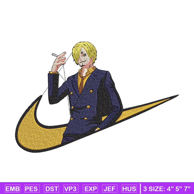Sanji x nike Embroidery Design, One piece Embroidery, Embroidery File, Nike Embroidery, Anime shirt, Digital download.jpg