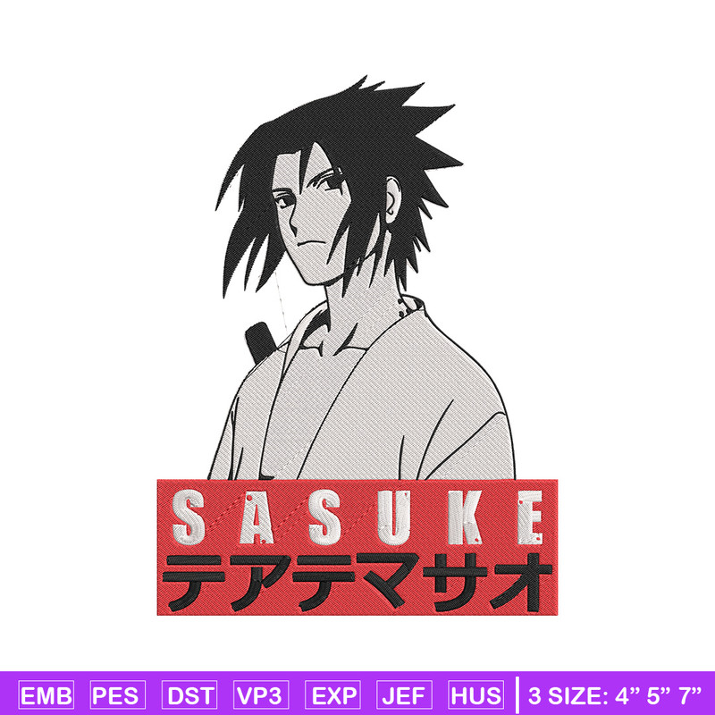 Sasuke poster Embroidery Design, Naruto Embroidery, Embroidery File, Anime Embroidery, Anime shirt, Digital download.jpg
