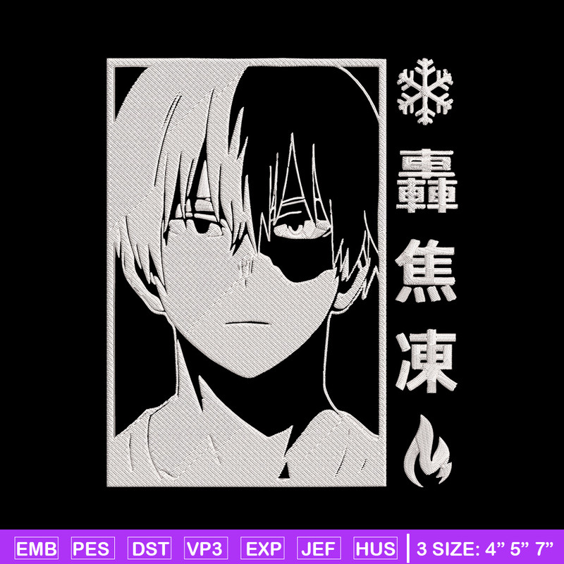 Todoroki Shouto Embroidery Design, Mha Embroidery, Embroidery File, Anime Embroidery, Anime shirt,Digital download..jpg