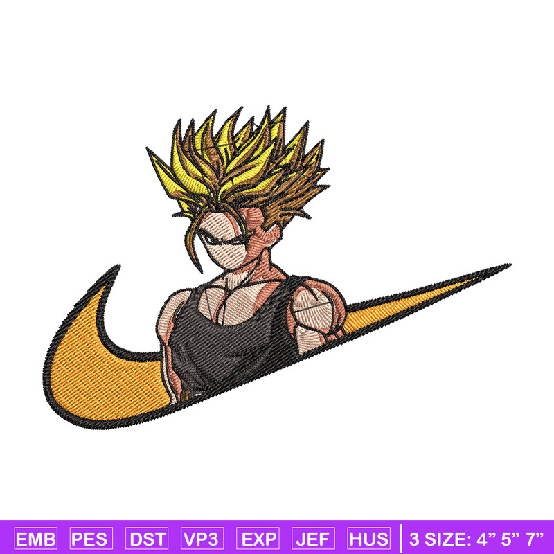 Trunks x nike Embroidery Design, Dragonball Embroidery, Embroidery File, Nike Embroidery, Anime shirt, Digital download.jpg