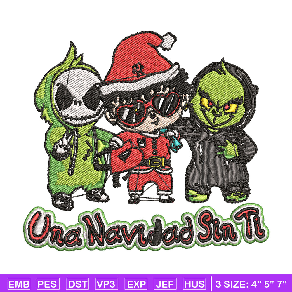 Una Navidad Sin Ti Grinch Embroidery design, Grinch christmas Embroidery, logo design, Embroidery File, Instant download.jpg