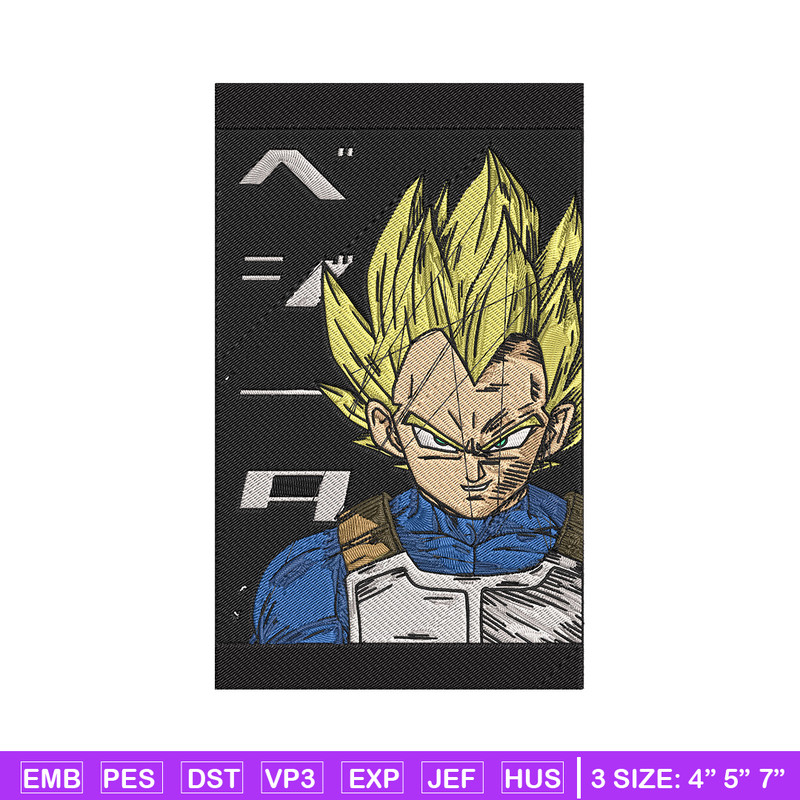 Vegeta poster Embroidery Design, Dragonball Embroidery, Embroidery File,Anime Embroidery, Anime shirt, Digital download.jpg
