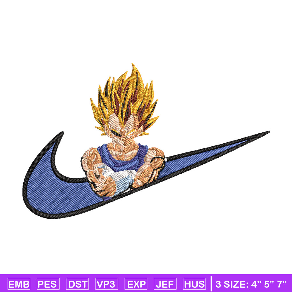 Vegeta ssj Embroidery Design, Dragonball Embroidery, Embroidery File, Nike Embroidery, Anime shirt, Digital download.jpg