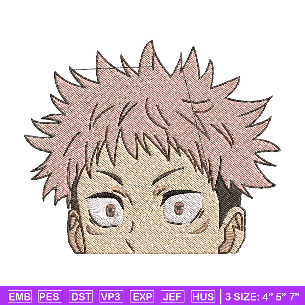 Yuji Peeker Embroidery Design, Jujutsu Embroidery, Embroidery File, Anime Embroidery, Anime shirt, Digital download..jpg