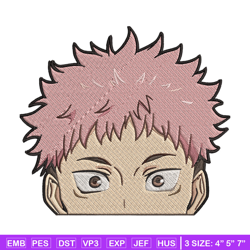 Yuji Peeker Embroidery Design, Jujutsu Embroidery, Embroidery File, Anime Embroidery, Anime shirt, Digital download.jpg