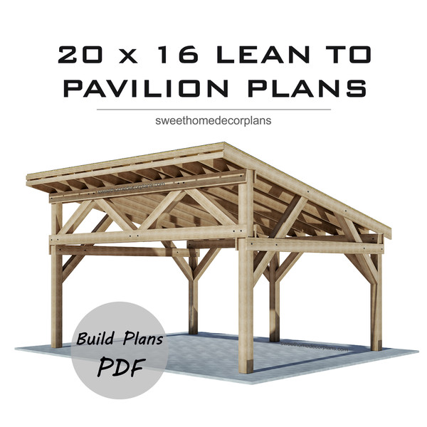 20 x 16 lean to pavilion plans outdoor carport  for DIY.jpg