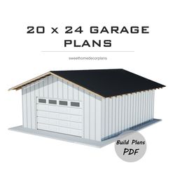 Detached 20 x 24 garage plans for DIY in PDF. Carport plans. Gable Storage Shed Plans. Wooden covered pavilion plans