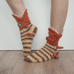 knitted crocodile socks, for gift,socks with teeth,funny socks,christmas gift