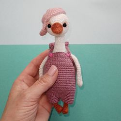 soft crocheted toy goose, for a gift, crocheted toy