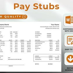 editable paystub earnings statement