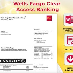 editable wells fargo bank personal checking statement template
