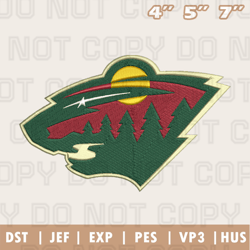 Minnesota Wild Embroidery Machine Design, NHL Embroidery Design, Instant Download