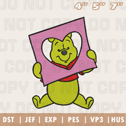 Winnie The Pooh Valentine's Day Embroidery Machine Design, Valentine Embroidery Design, Instant Download