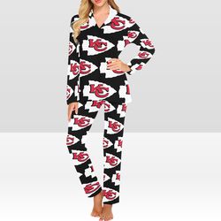 Chiefs Women's Pajama Set, Long-sleeve With Collar And Buttons